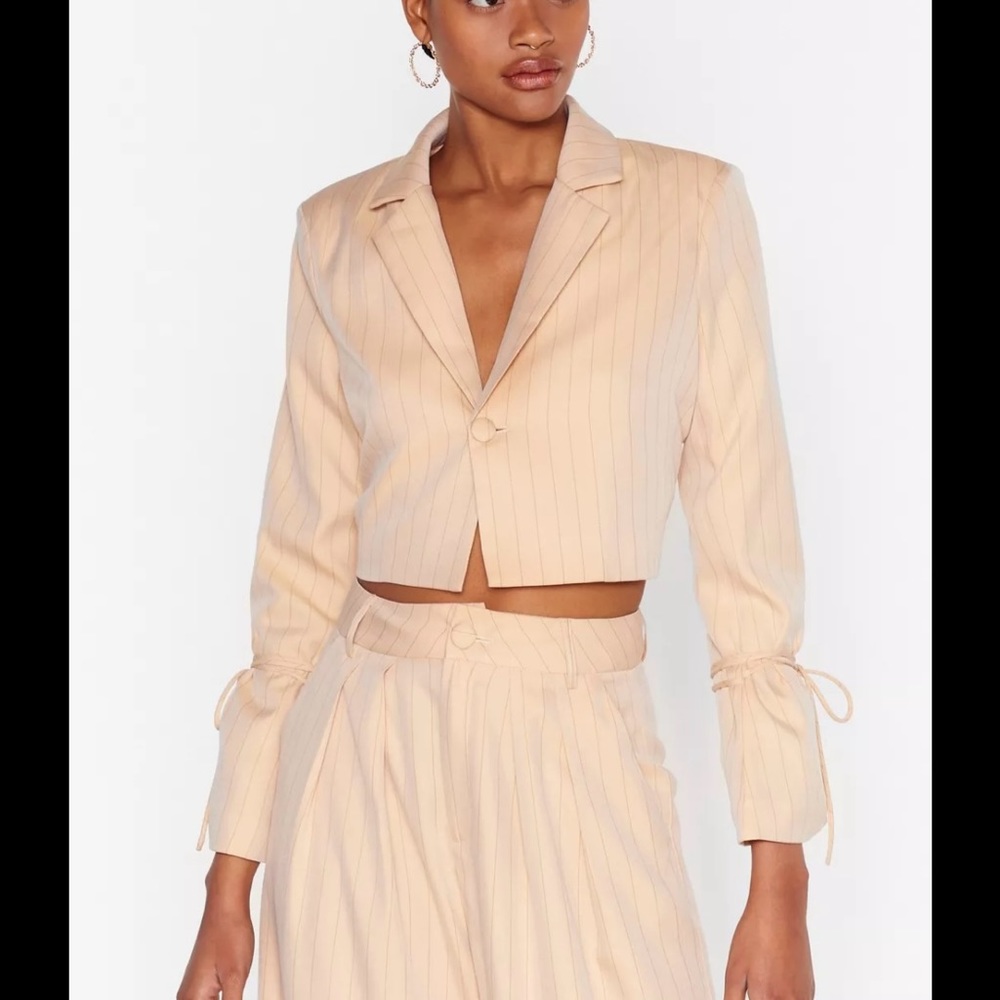 NWT Nasty Gal pinstripe, cropped blazer.